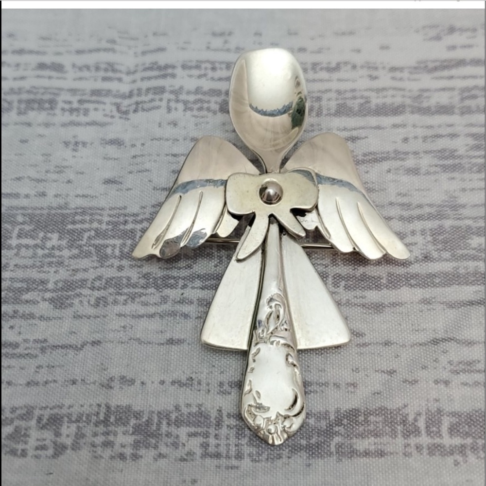 Vtg 925 Silver Angel Spoon  Pendant | Pin | Brooch